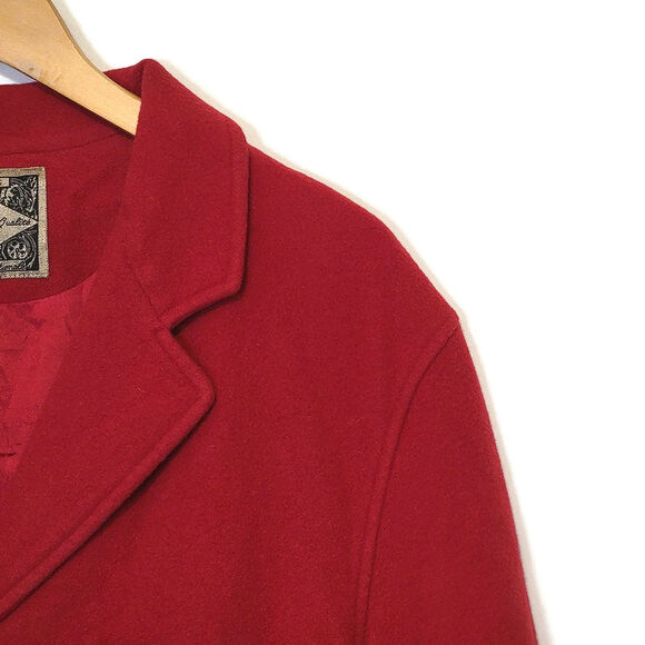 Express Vintage Red Wool Cashmere Blazer Coat Soft Single Breasted Chic Fall M - Picture 5 of 15